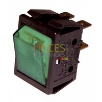 Interrupteur - Modèle pour ZH vert bipolaire étanche - ZAEGEL HELD : A814342, Dimensions Lg: 30x22, Fonction: marche/arrêt étanche, Couleur Cadre: Noir Couleur Touche: vert, Caract: 10A(6) 250V