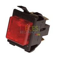 Interrupteur lumineux - Modèle pour AECC, Dimensions Lg: 22x30, Couleur Cadre: noir Couleur Touche: rouge, Caract: 10A(4) 250V
