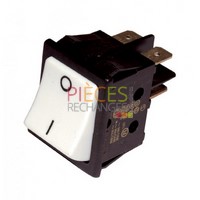Interrupteur - Modèle pour FERROLI bipolaire, Dimensions Lg: 22x30, Fonction: marche/arrêt, Couleur Cadre Noir, Touche: blanche, Caract: 16A(4) 250V