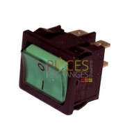 Interrupteur - Modèle pour BALTUR bipolaire - BALTUR : 0005120068, Dimensions Lg: 20x22, Applications: BALTUR, Couleur Cadre: noir Couleur Touche: verte, Caract: 10A(4) 250V