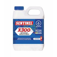 Sentinel X300: Nettoyant destiné à éliminer les résidus de flux de brassage et autres débris dans les installations de chauffage neuves ou de moins de 6 mois. X300 passive les surfaces métalliques du circuit Non acide et non corrosif pH neutre Contact sans danger Protection du personnel Conditionnement : Bidon de 1 litre - Référence : 