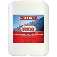 Sentinel R100: fluide caloPorteur formulé pour les systèmes solaires Thermiques fonctionnant jusqu'à 200°c. Il contient des inhibiteurs spécifiques permettant de protéger tous les métaux couramment utilisés dans les installations solaires, antigel -25°C, non toxique et biodégradable. Bidon de 20L